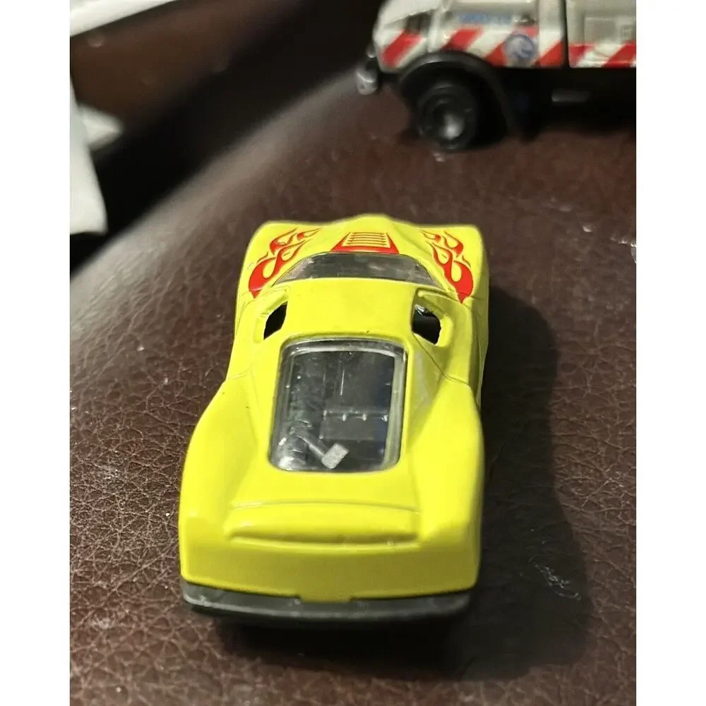 Greenbrier Yellow Diecast Toy Car Flames Graphics 9892 1:64 Scale Hot Rod Style